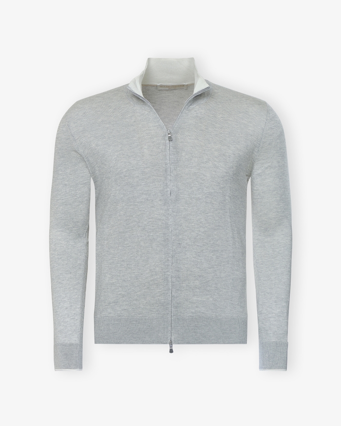 LES HOMMES D'AMSTERDAM LHDA - Vest full zip silk cotton - Light grey