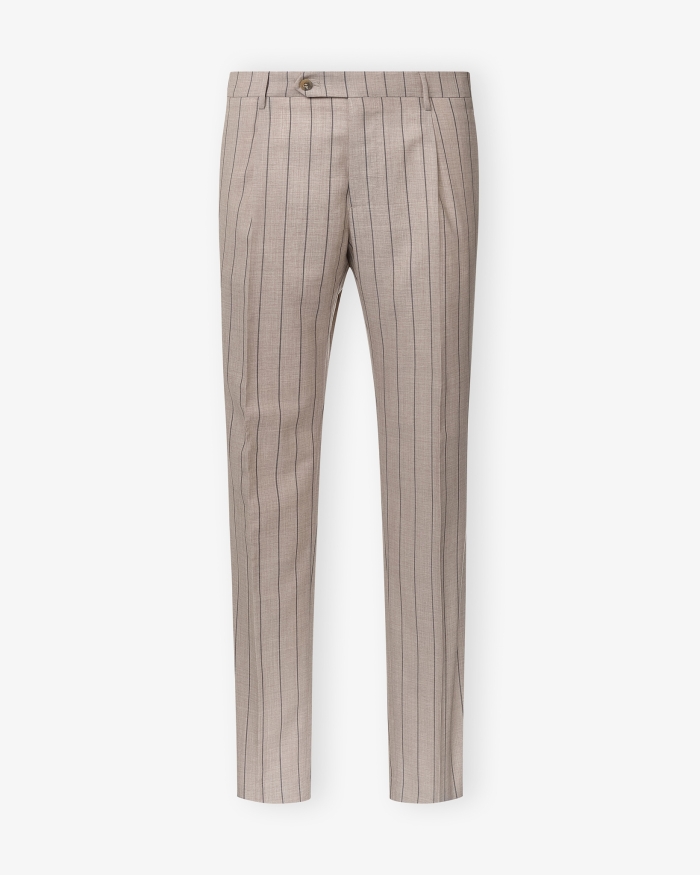 BERWICH Berwich - Trouser wool one pleat - Pinstripe - Taupe