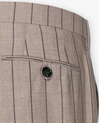 Berwich - Trouser wool one pleat - Pinstripe - Taupe