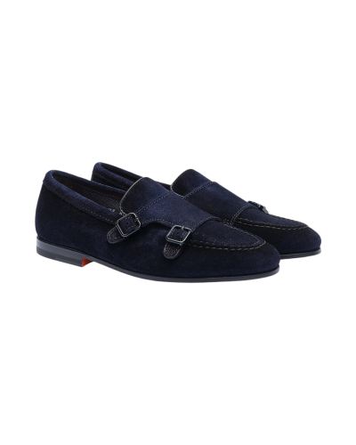 Santoni - Double buckle loafer - Navy