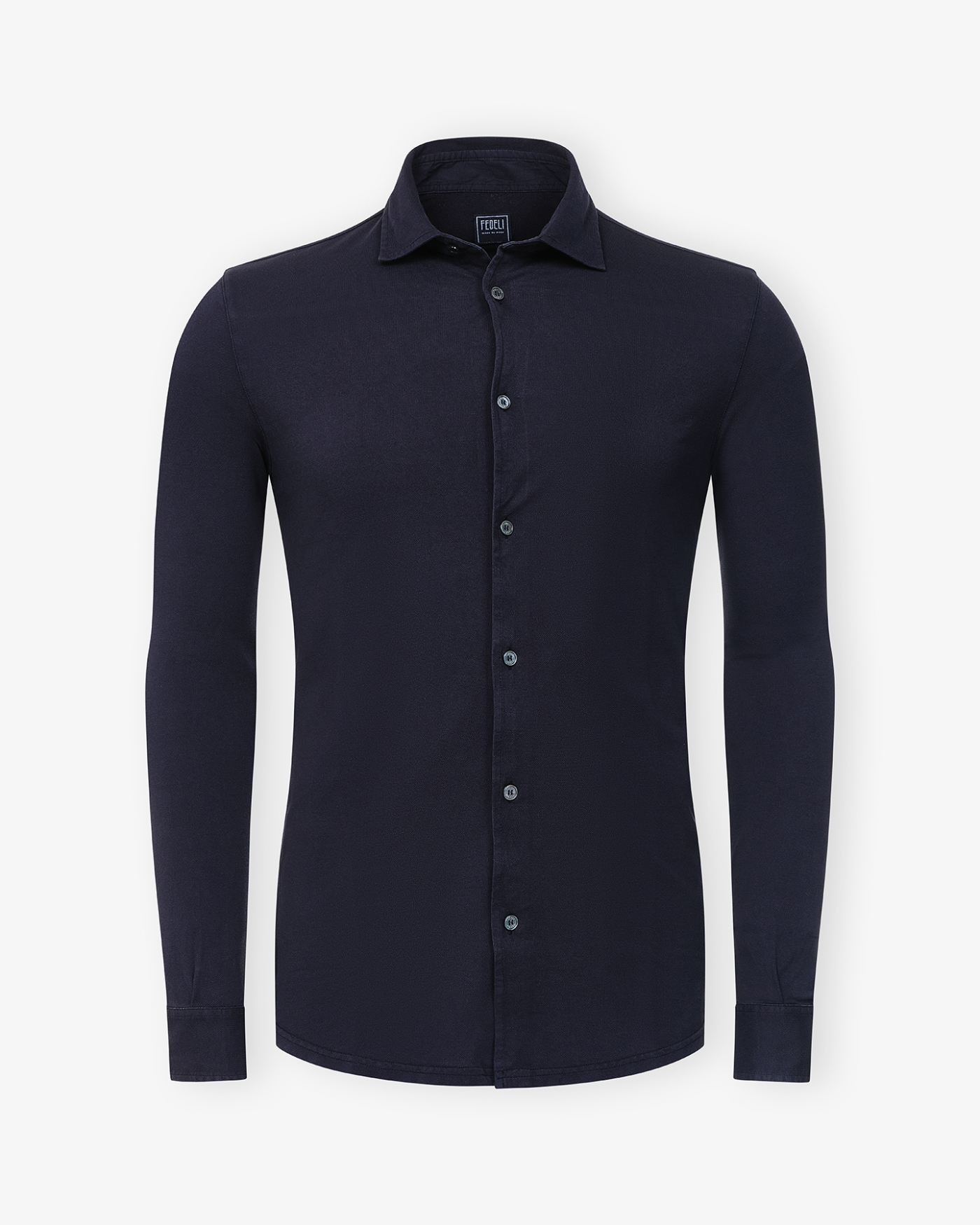 Fedeli - Polo cotton light pique long sleeve - Navy