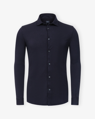 Fedeli - Polo cotton light pique long sleeve - Navy