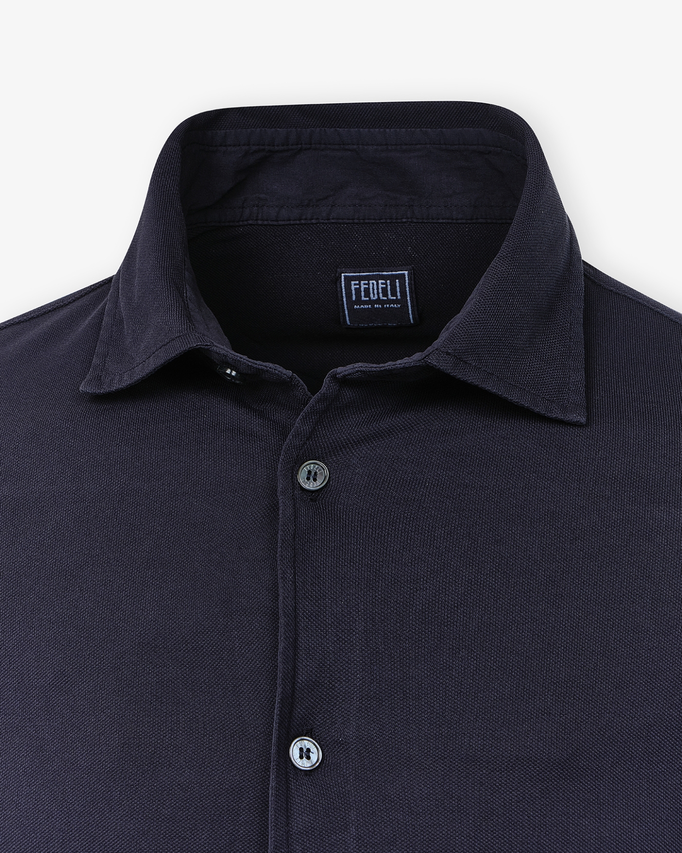Fedeli - Polo cotton light pique long sleeve - Navy