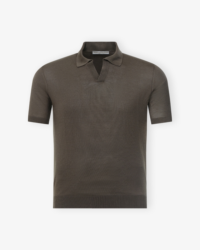 LES HOMMES D'AMSTERDAM LHDA - Polo short sleeve silk - Brown