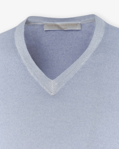 LHDA - V- neck virgin summer wool - Washed light blue