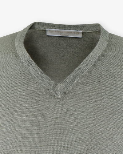 LHDA - V- neck virgin summer wool - Washed light green