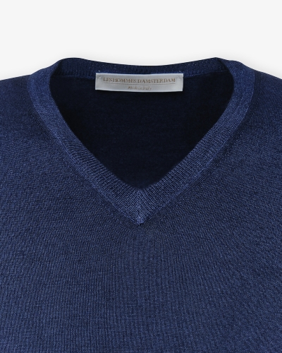 LHDA - V- neck virgin summer wool - Washed navy