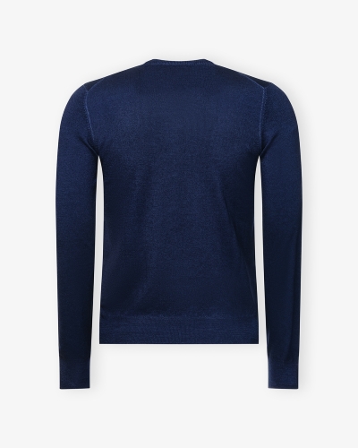 LHDA - V- neck virgin summer wool - Washed navy