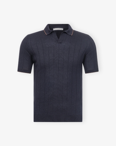 LHDA - Polo short sleeve - Silk stripes - Navy