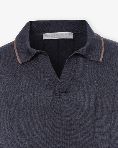 LHDA - Polo short sleeve - Silk stripes - Navy