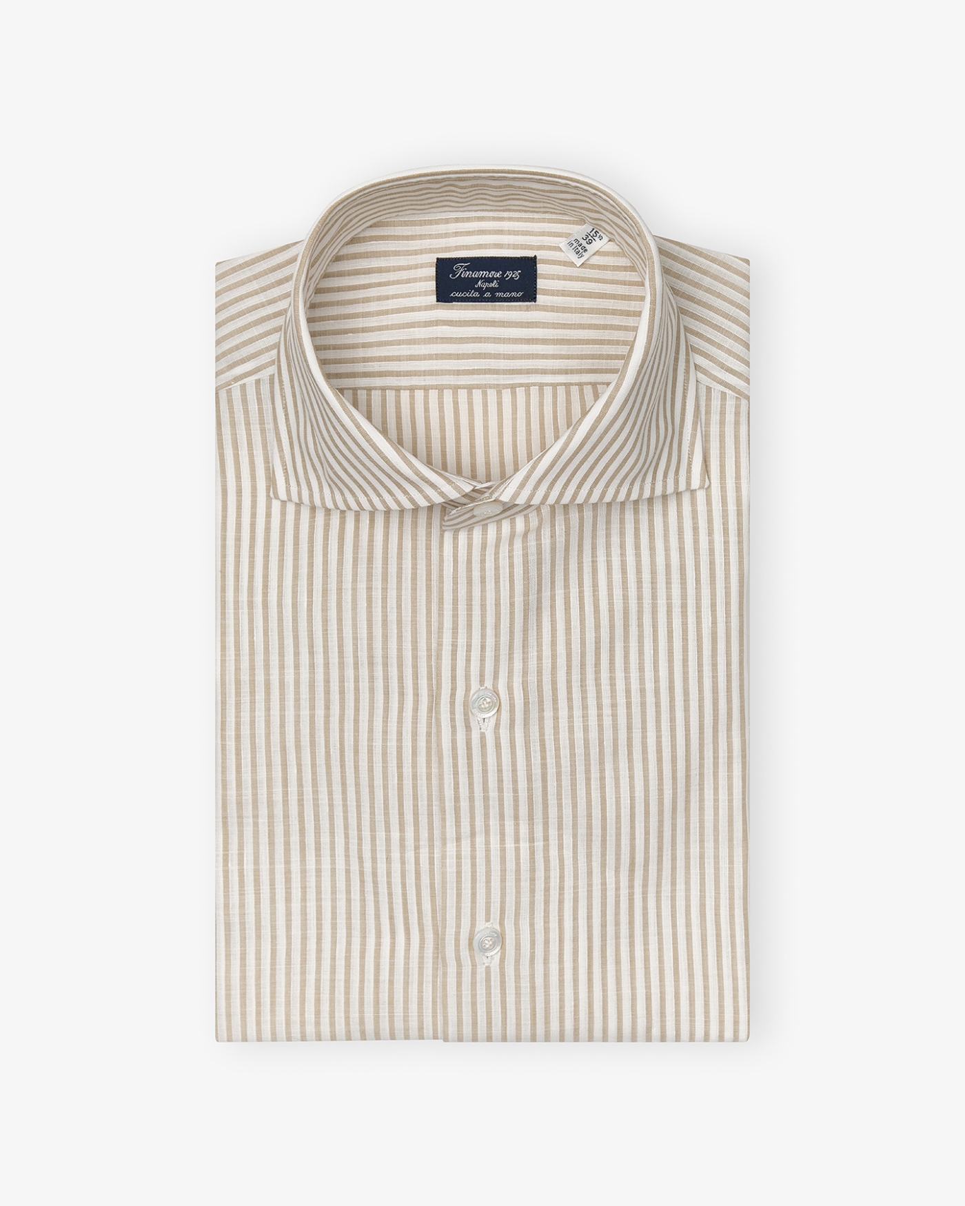 Finamore - Shirt cotton linen stripes - Greige