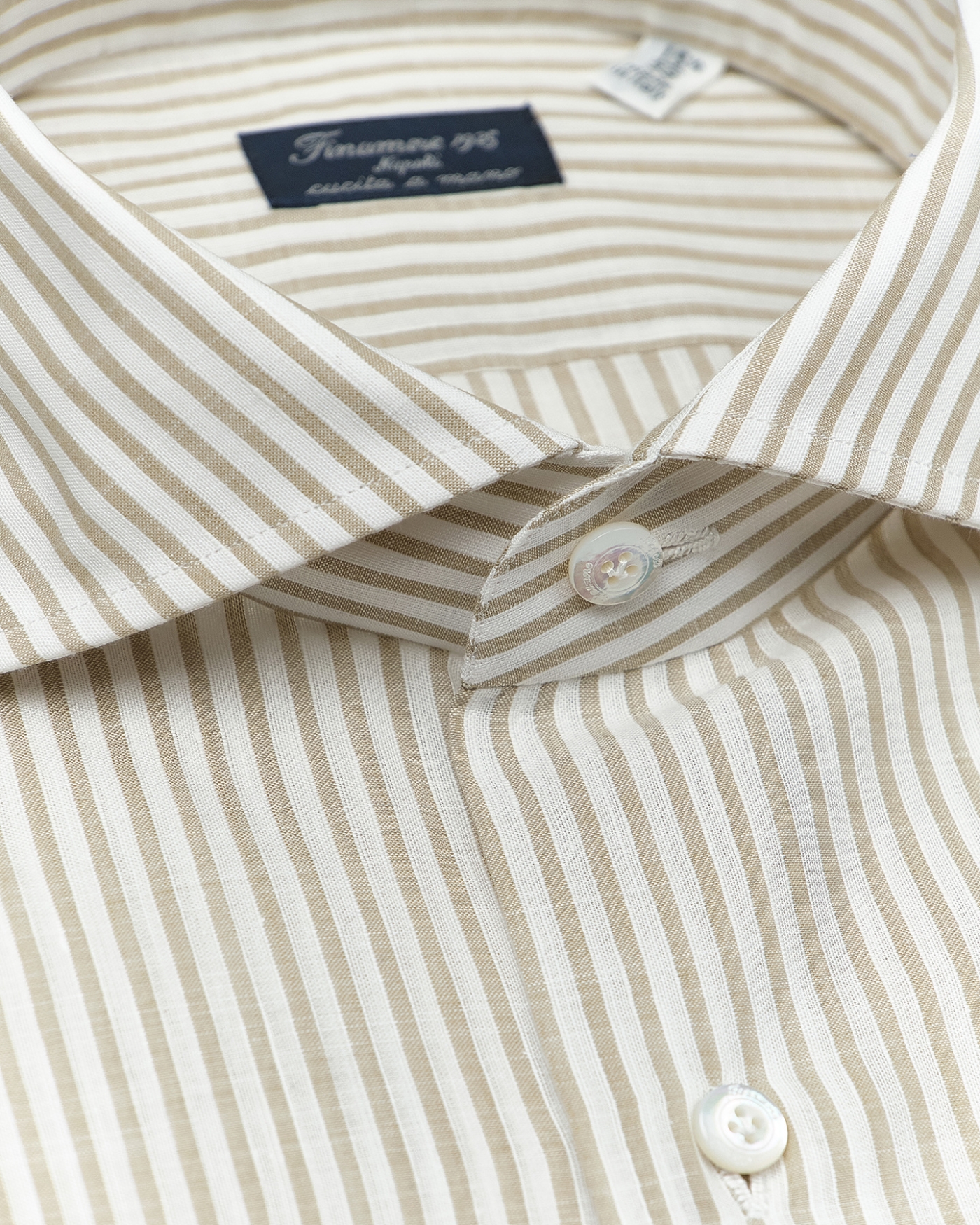 Finamore - Shirt cotton linen stripes - Greige