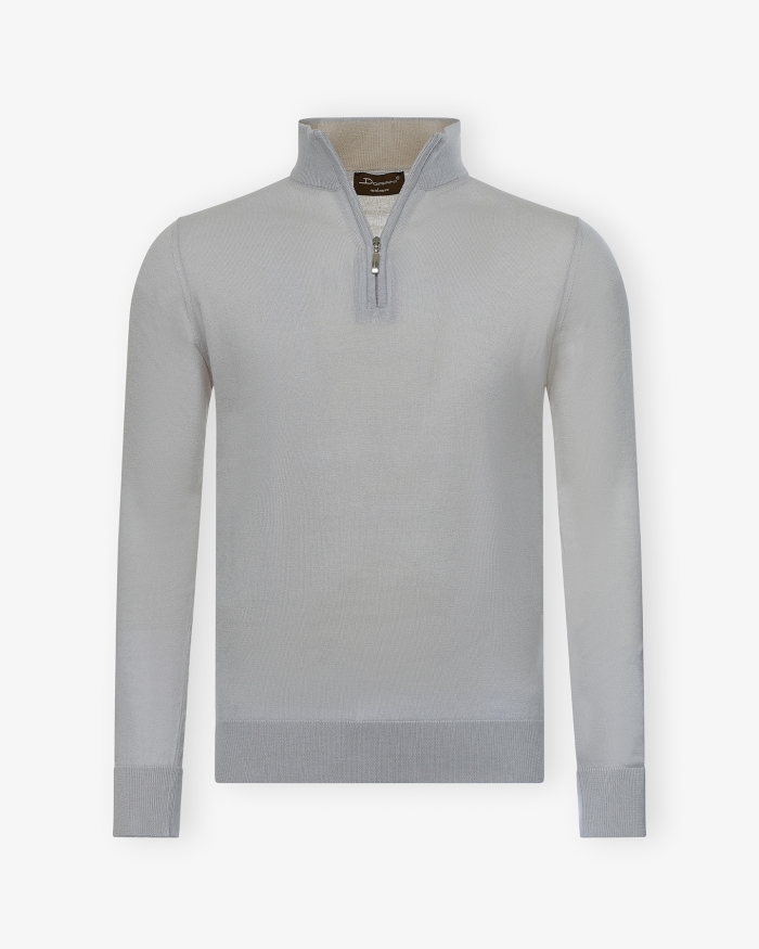 DORIANI CASHMERE Doriani Cashmere - Half zip silk cashmere - L.grey