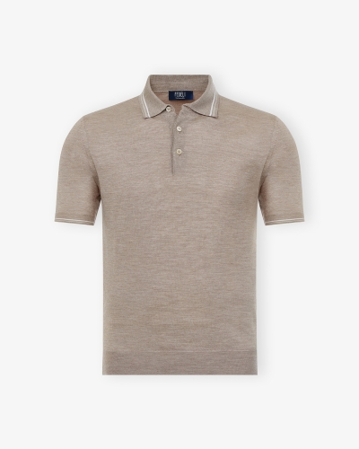 Fedeli - Polo short sleeve cashmere silk - Taupe