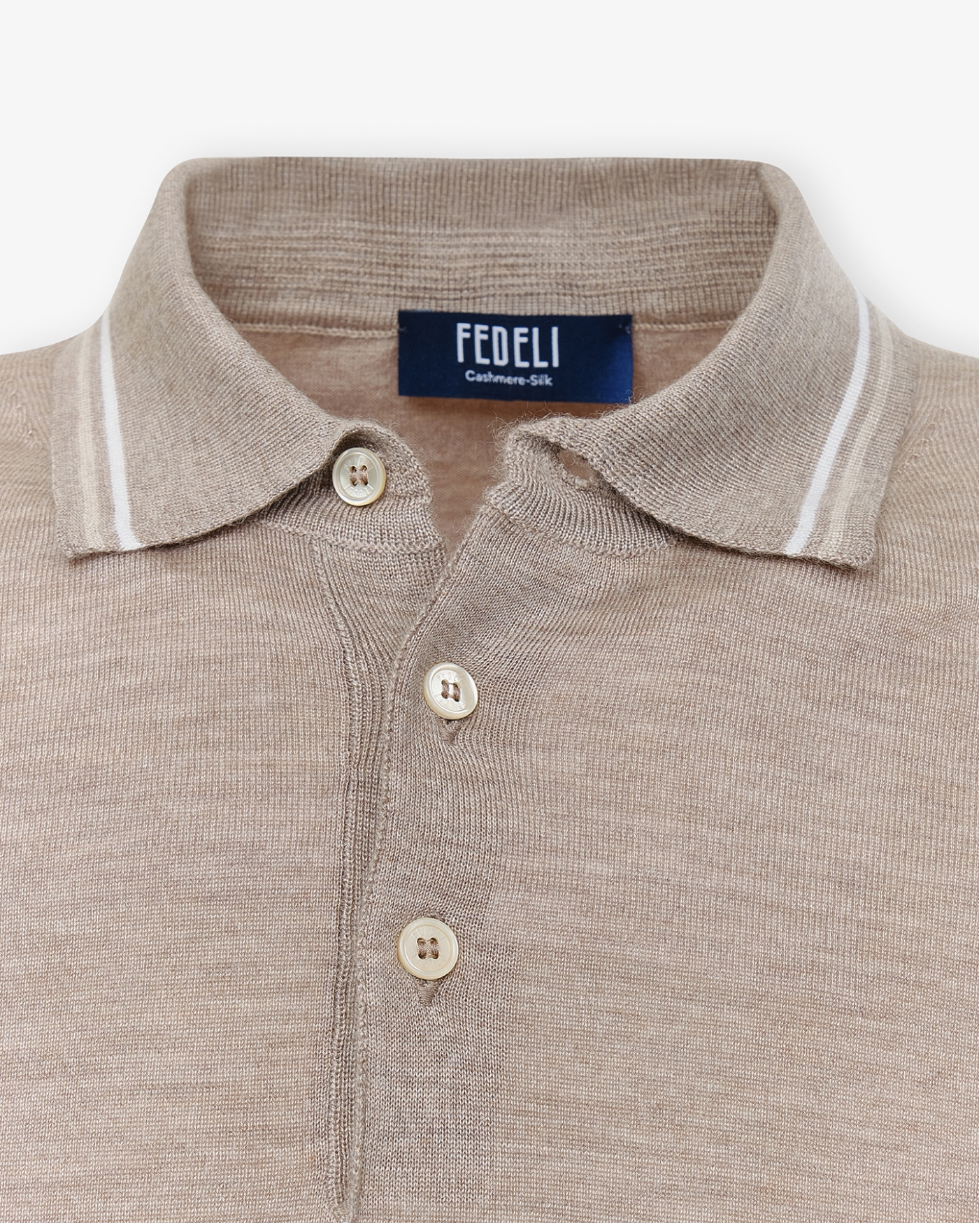 Fedeli - Polo short sleeve cashmere silk - Taupe