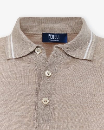 Fedeli - Polo short sleeve cashmere silk - Taupe