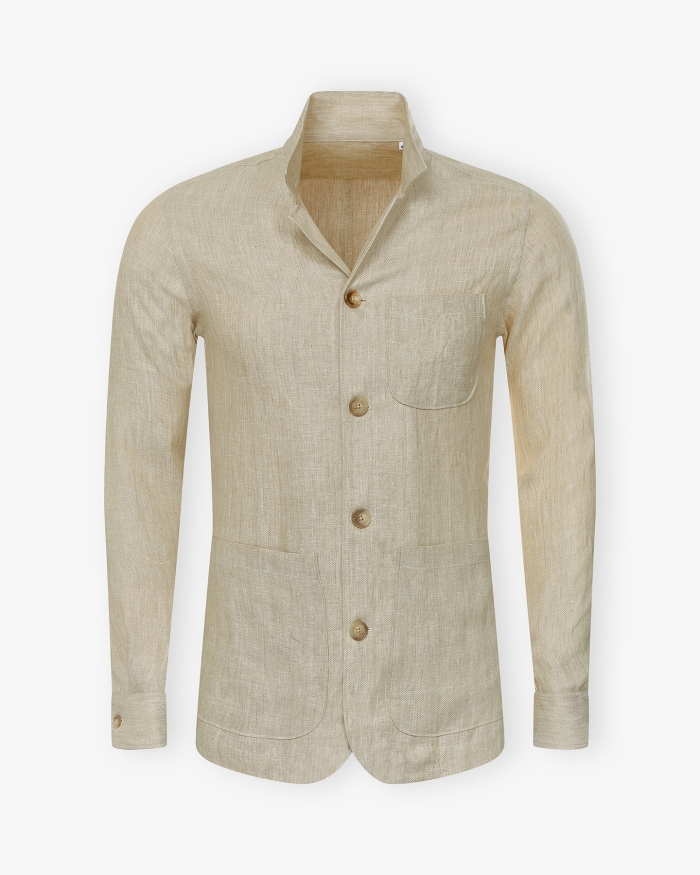 LES HOMMES D'AMSTERDAM LHDA - Shirt jacket linen - Taupe