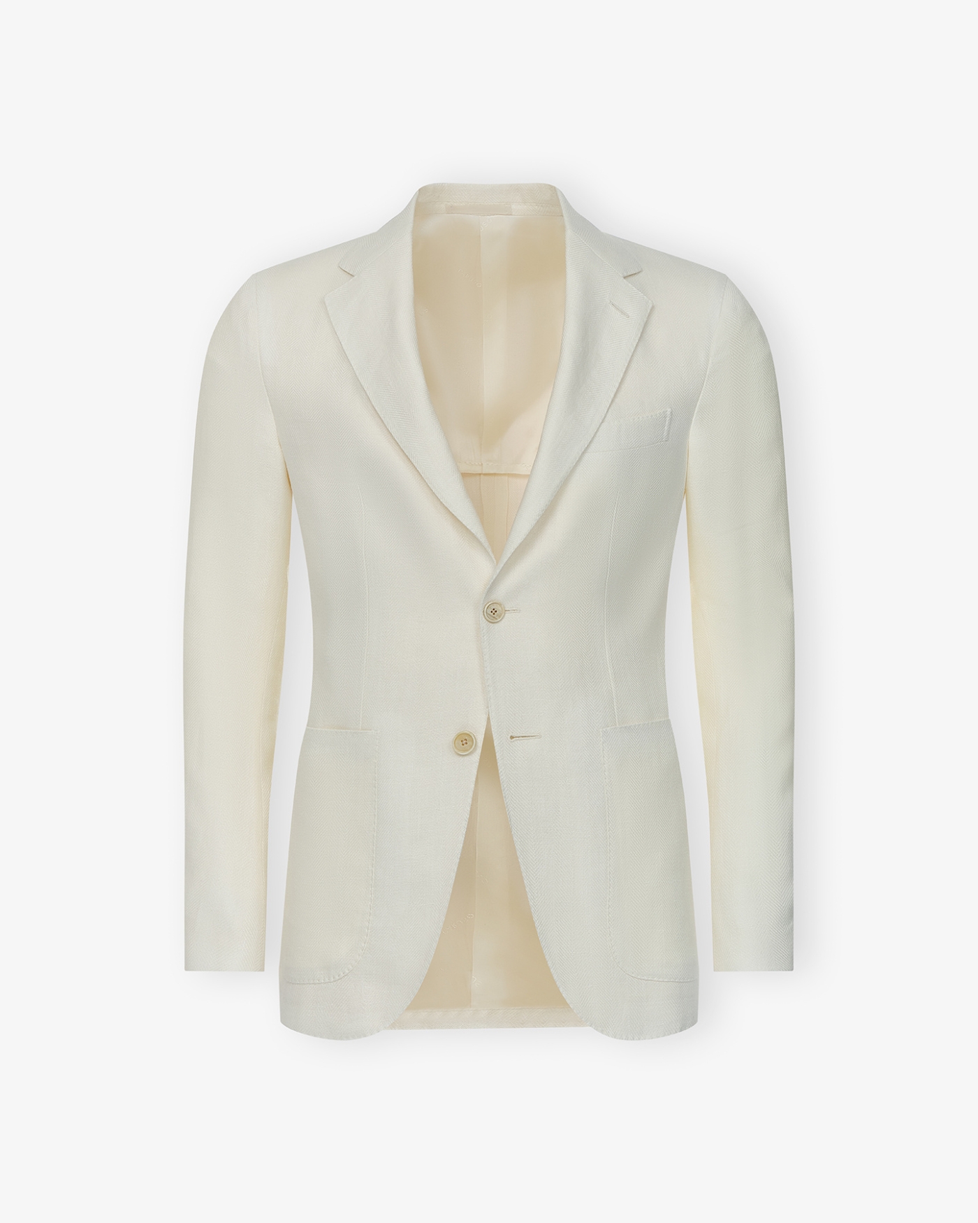Caruso - Jacket herringbone linen wool - White