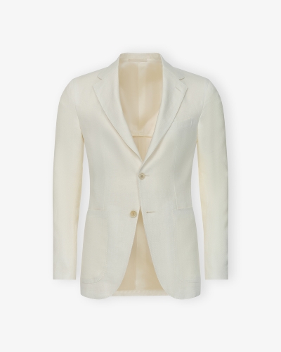 Caruso - Jacket herringbone linen wool - White