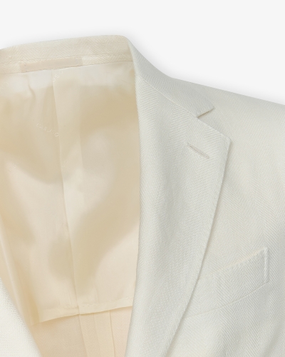 Caruso - Jacket herringbone linen wool - White