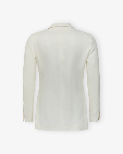 Caruso - Jacket herringbone linen wool - White
