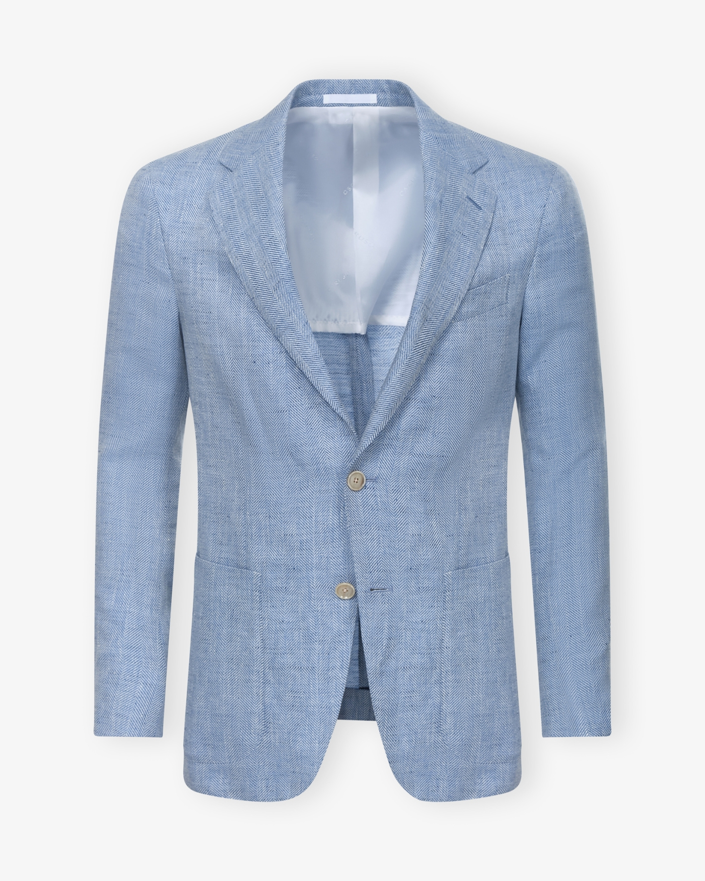 Caruso - Jacket herringbone linen wool - Light blue