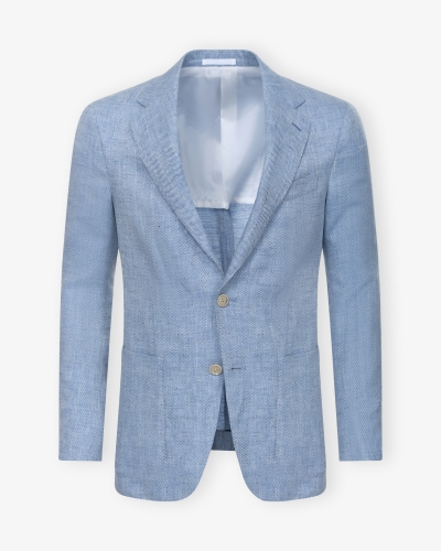 Caruso - Jacket herringbone linen wool - Light blue