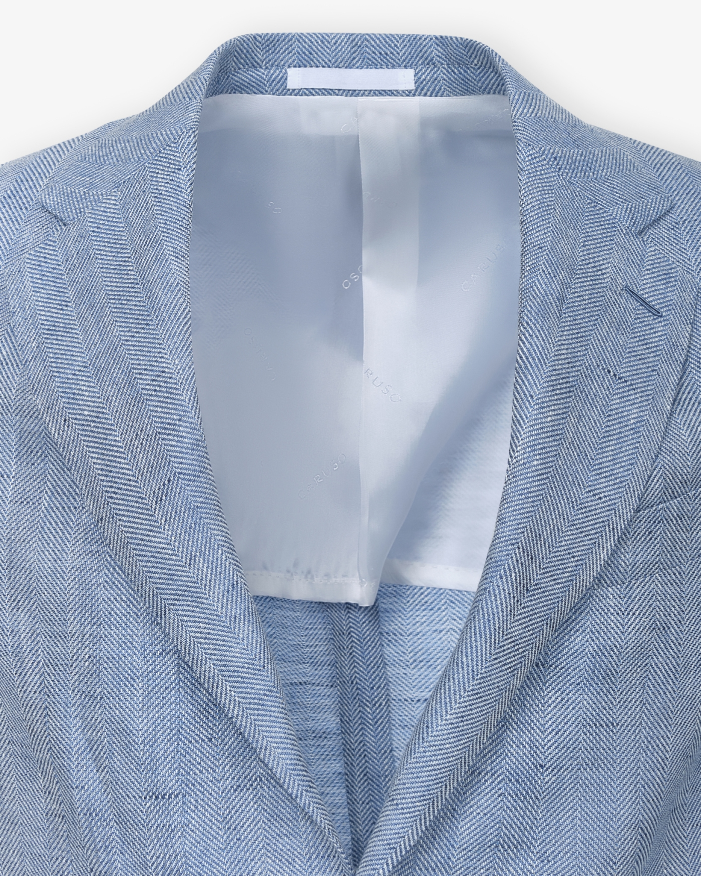 Caruso - Jacket herringbone linen wool - Light blue