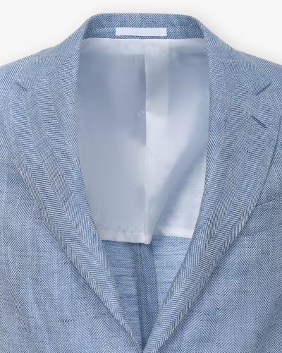 Caruso - Jacket herringbone linen wool - Light blue