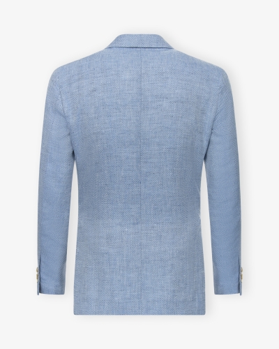 Caruso - Jacket herringbone linen wool - Light blue