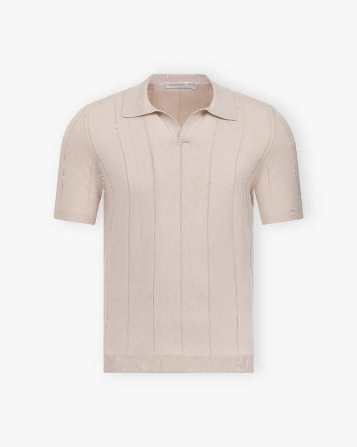 LES HOMMES D'AMSTERDAM LHDA - Polo fresh cotton stripes - Taupe