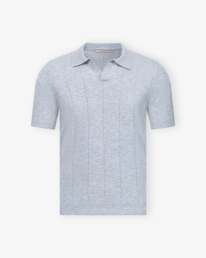 LES HOMMES D'AMSTERDAM LHDA - Polo fresh cotton stripes - Grey