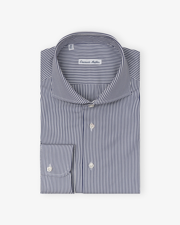 EMANUELE MAFFEIS Emanuele Maffeis - Shirt regular fit Dora +4 cm - Navy stripes