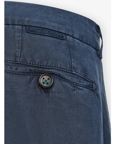 Berwich - Trousers slim fit linen - Navy
