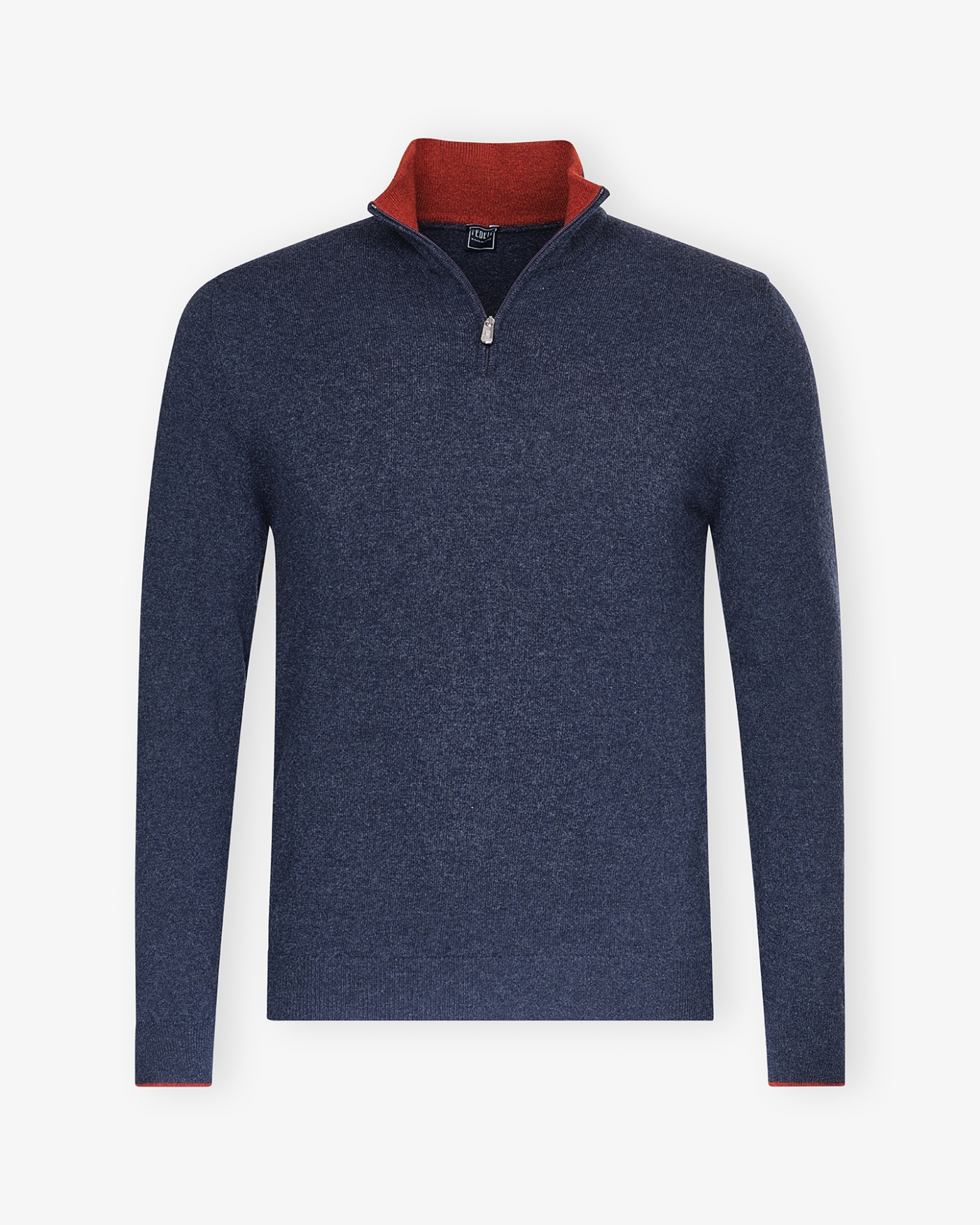 Fedeli - Half zip virgin wool and cashmere - Navy