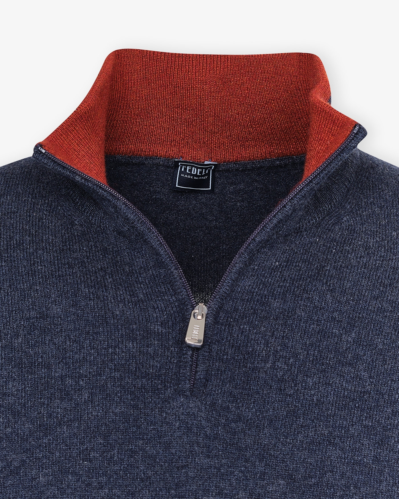 Fedeli - Half zip virgin wool and cashmere - Navy