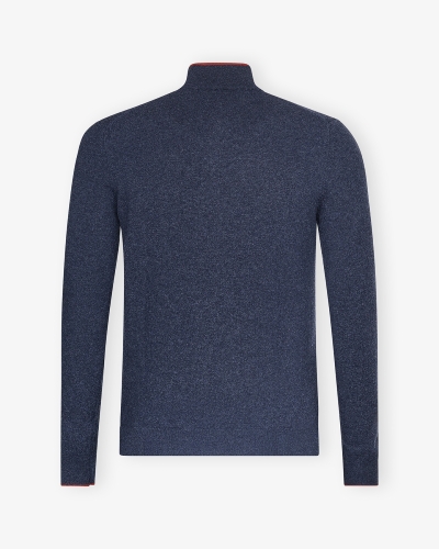 Fedeli - Half zip virgin wool and cashmere - Navy