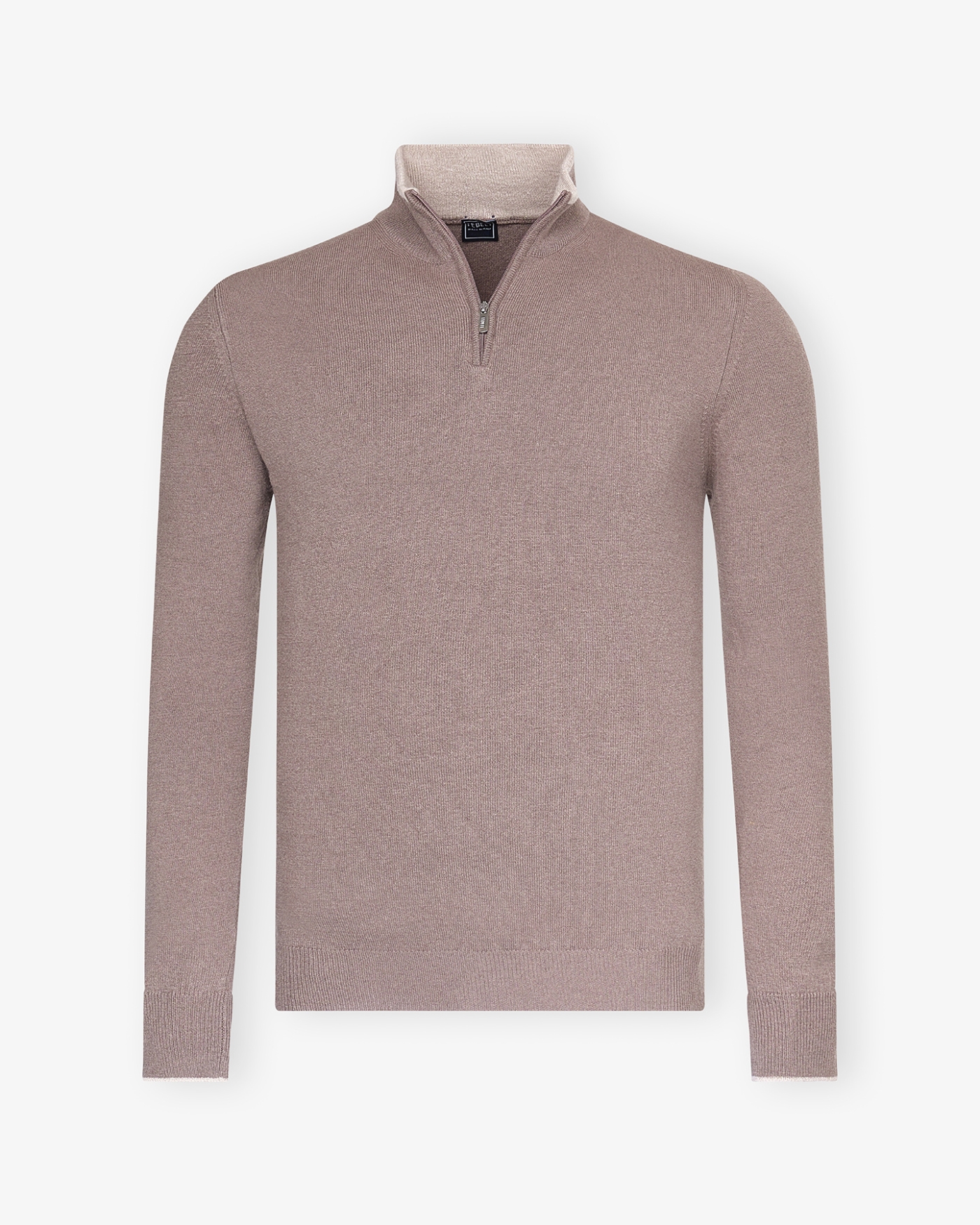 Fedeli - Half zip virgin wool and cashmere - Greige