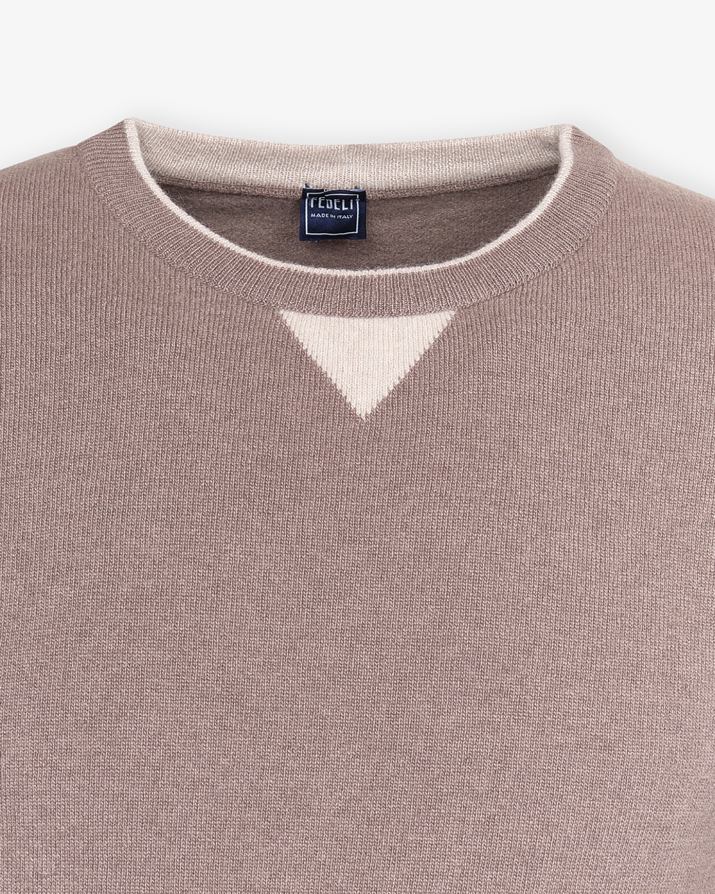 Fedeli - Round neck virgin wool and cashmere - Greige