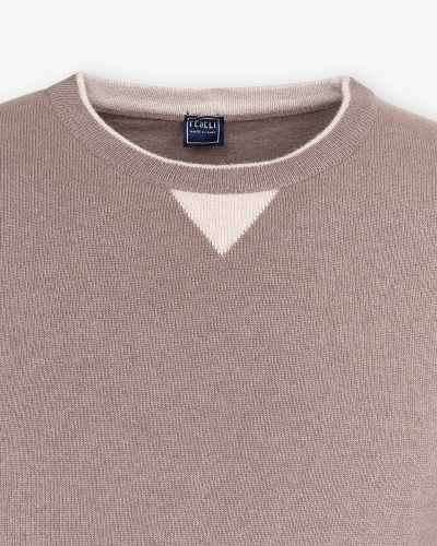 Fedeli - Round neck virgin wool and cashmere - Greige