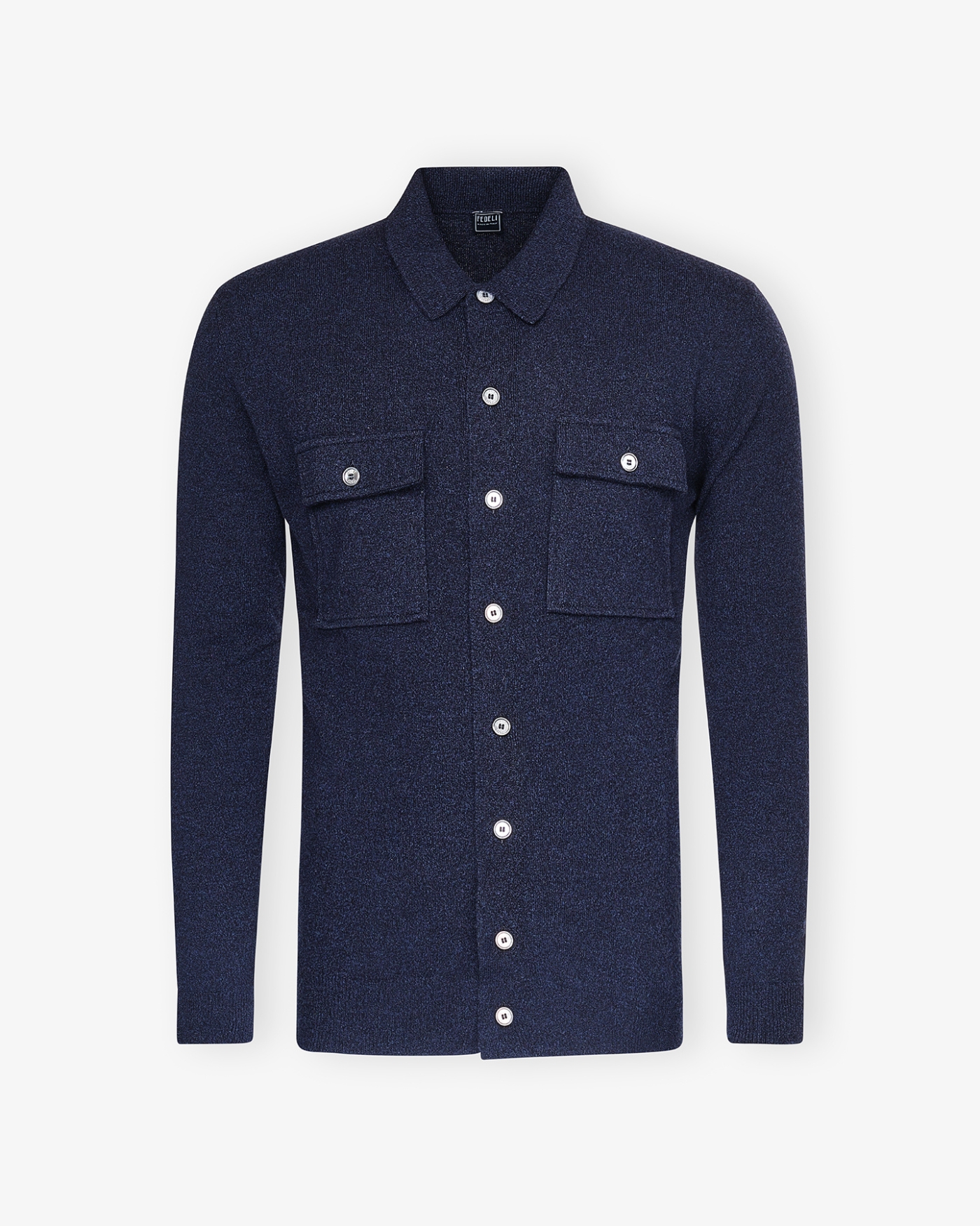 Fedeli - Knitted overshirt - Full cashmere - Navy