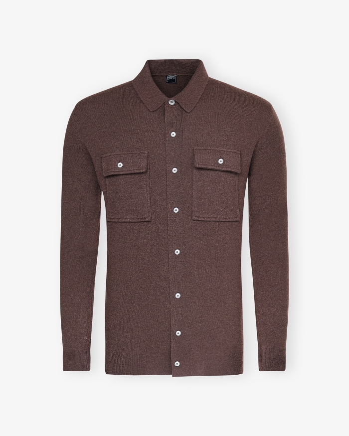FEDELI Fedeli - Knitted overshirt - Full cashmere - Brown