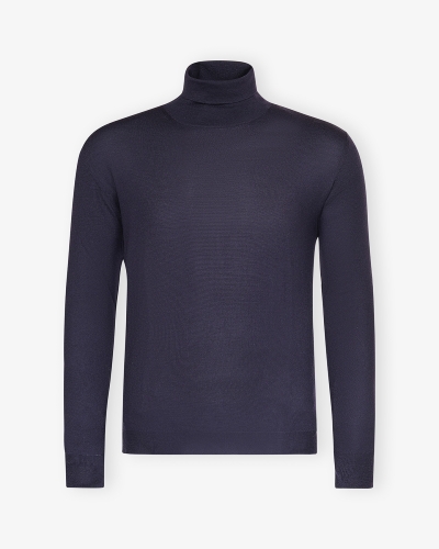 Fedeli - Turtleneck super 140 merino wool - Navy