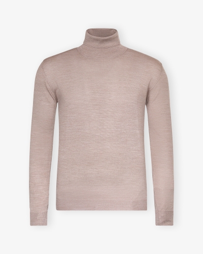 Fedeli - Turtleneck super 140 merino wool - Taupe