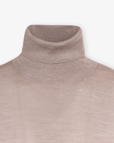 Fedeli - Turtleneck super 140 merino wool - Taupe
