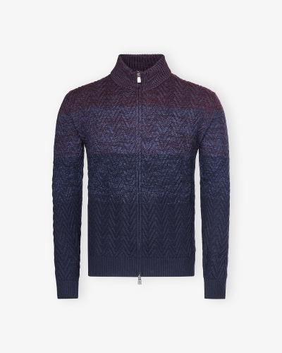 Corneliani - Full zip - Virgin wool - Navy Bordeaux