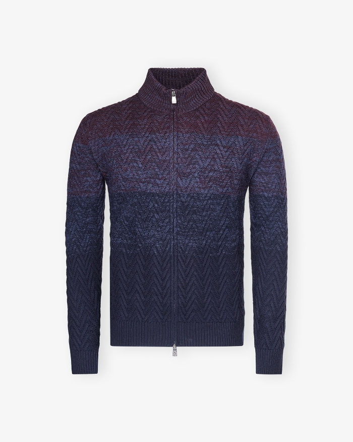 CORNELIANI Corneliani - Full zip - Virgin wool - Navy Bordeaux
