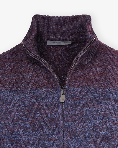 Corneliani - Full zip - Virgin wool - Navy Bordeaux