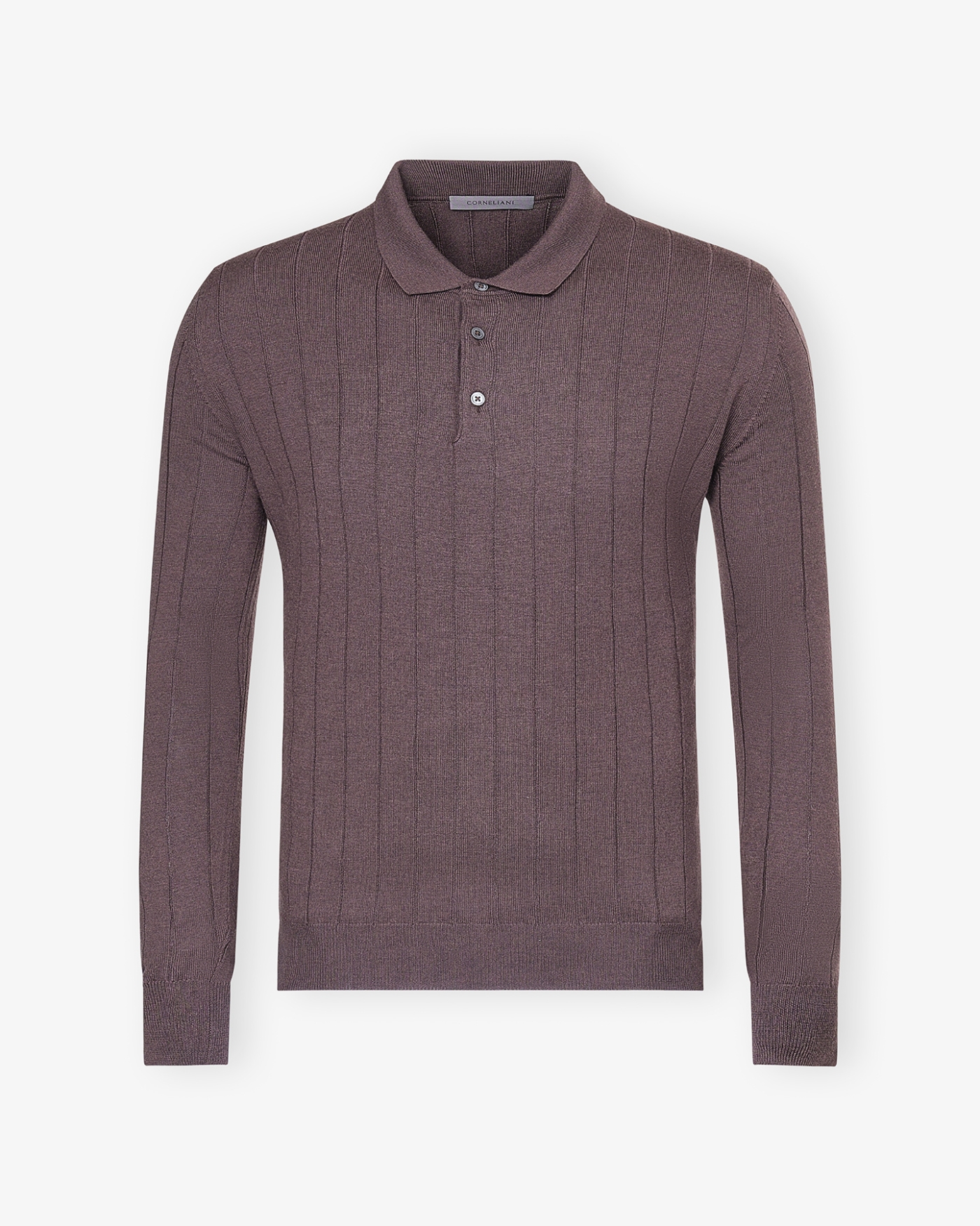 Corneliani - Polo long sleeve - Ribbed virgin wool - Brown