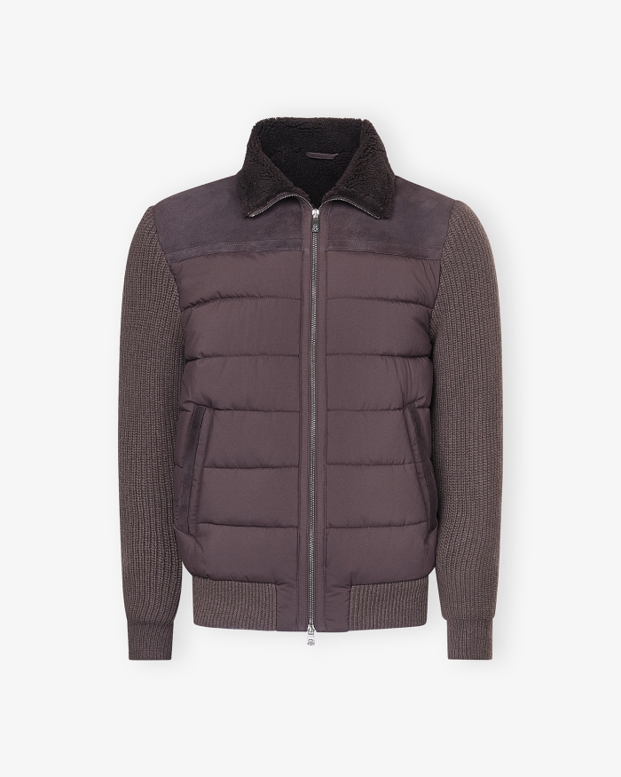 CORNELIANI Corneliani - Padded jacket lambskin, wool and cashmere - Brown